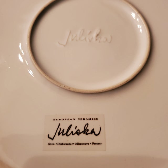 Traditional 1990s Juliska Thread and Berry Whitewash Chargers- Set of 4 For Sale - Image 3 of 4