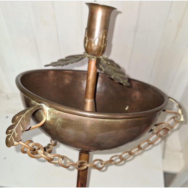 Antique Art Nouveau Standing Candlestick in Copper, 1900 For Sale - Image 5 of 8
