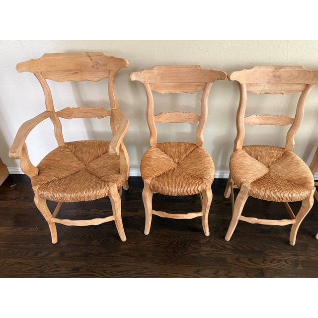 2020s French Provincial Style Dining Chairs With Woven Seats — Set of Six For Sale - Image 5 of 8