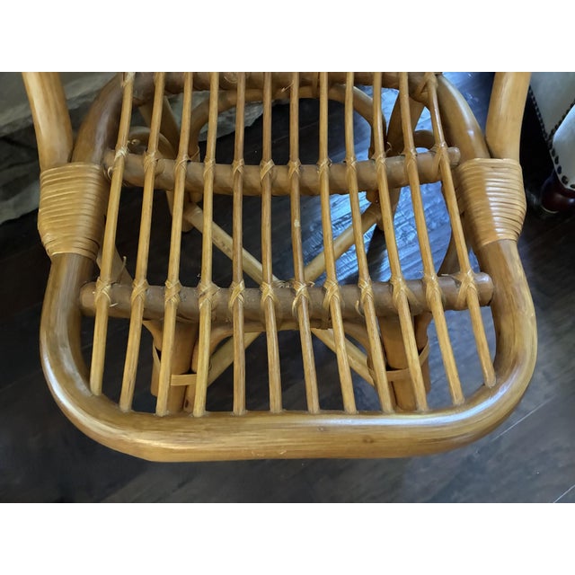 Brown Pair of Vintage Albini Style Italian Bent Bamboo Rattan Chairs For Sale - Image 8 of 18
