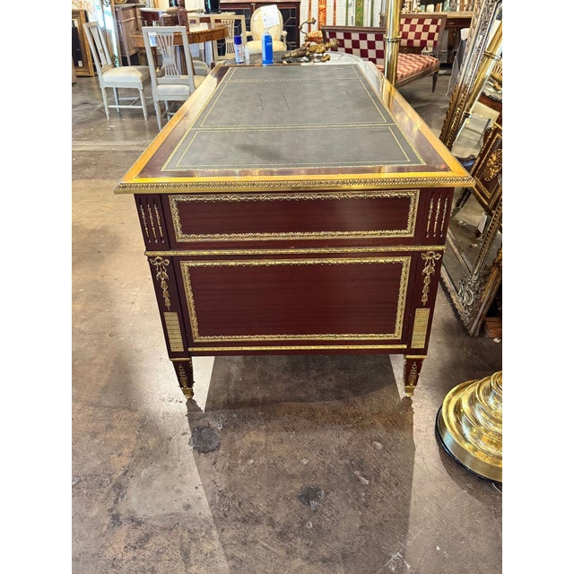 Brown Louis XVI Style Mahogany and Gilt Bronze Bureau Plat For Sale - Image 8 of 11