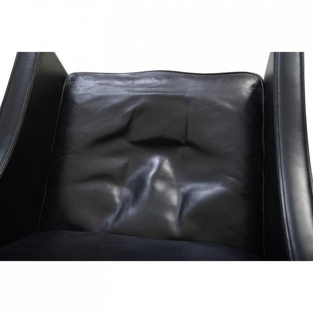 Black 2204 Wing Chair in Black Leather by Børge Mogensen, 2020 For Sale - Image 8 of 16