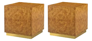 Pair of Burl Wood Cube Tables