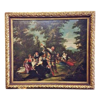 Marco Marcola, Harlequin Stages A Show, Oil on Canvas, Framed For Sale