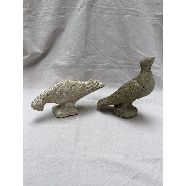 Antique Cast Stone Bird Statues a Pair For Sale - Image 4 of 8