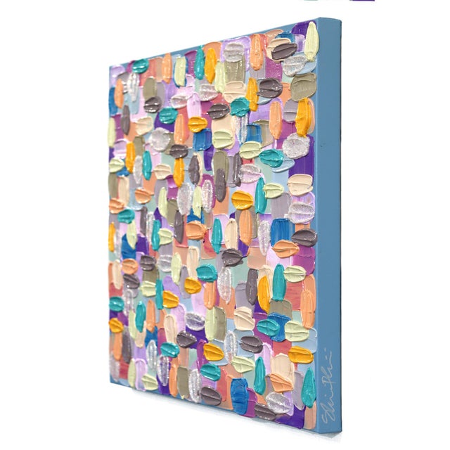 Contemporary Puff - Original Glittered Textured Impasto Abstract Acrylic Painting For Sale - Image 3 of 9