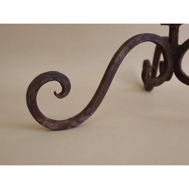 Metal XL Antique Iron Candelabra For Sale - Image 7 of 7