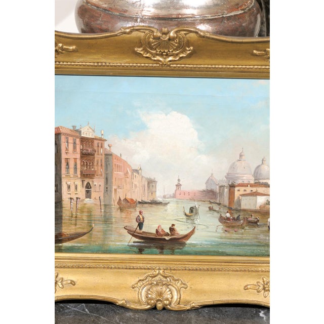 Italian Oil on Canvas Painting of Venice, circa 1830 in Original Giltwood Frame For Sale - Image 4 of 9