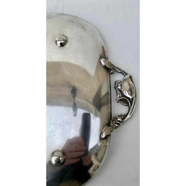 Metal Danish Modern SilverPlate Serving Tray For Sale - Image 7 of 8