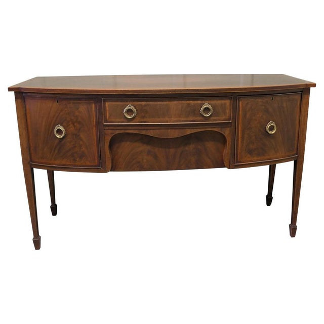 Brown Regency Inlaid Bow Front Dresser, 1800 For Sale - Image 8 of 8