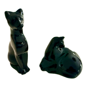 Pair of Baccarat Black Crystal Panthers Figurines