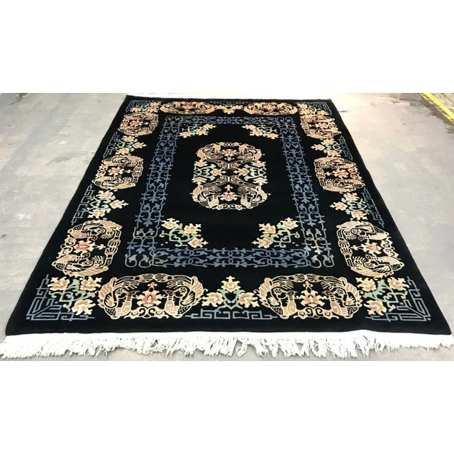 Chinese 1940s Vintage Art Deco Chinese Rug-7’x 10’3” For Sale - Image 3 of 13