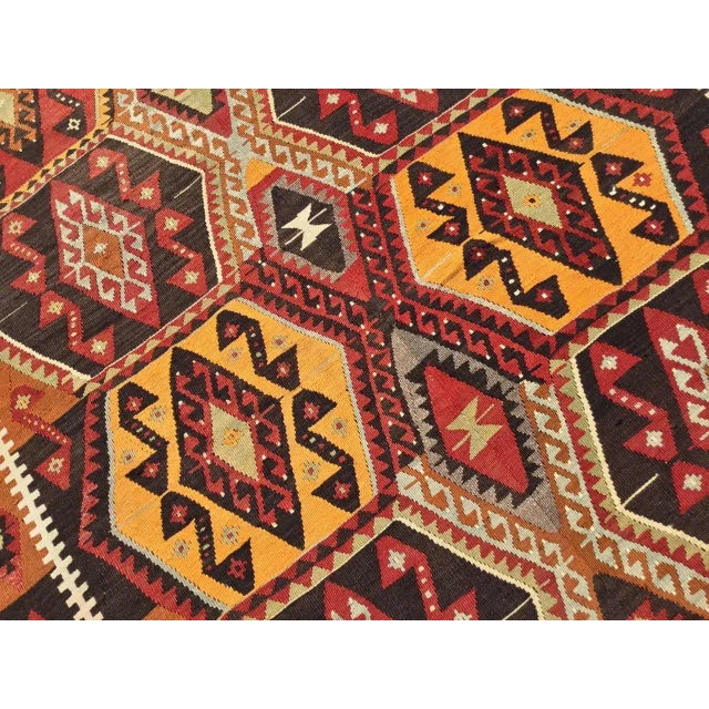 Red Vintage Turkish Kilim Rug - 134" X 66" For Sale - Image 8 of 11