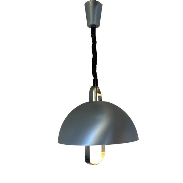 Up and Down Pendant in Brushed Metal, 1970s For Sale - Image 13 of 13