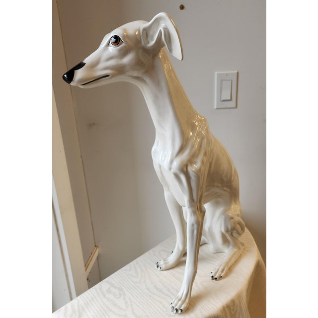 White Mid 20th Century Italian Greyhound Whippet Dog Statue For Sale - Image 8 of 16