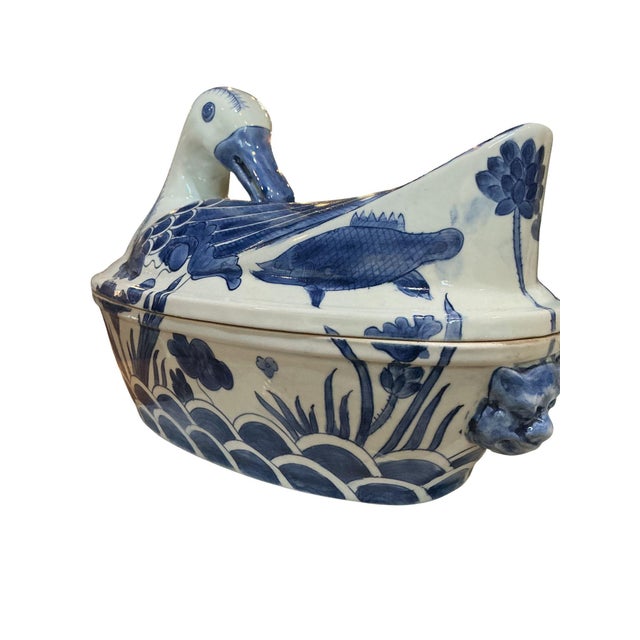 Asian Antique Chinese Porcelain Duck Tureen For Sale - Image 3 of 8