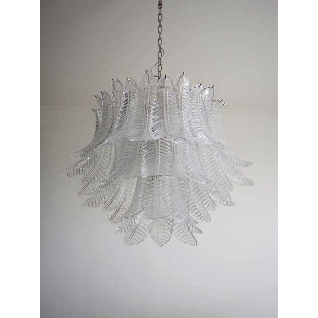 Italian Murano Three-Tier 48 Transparent Felci Glass Chandelier, 1990s For Sale - Image 15 of 15