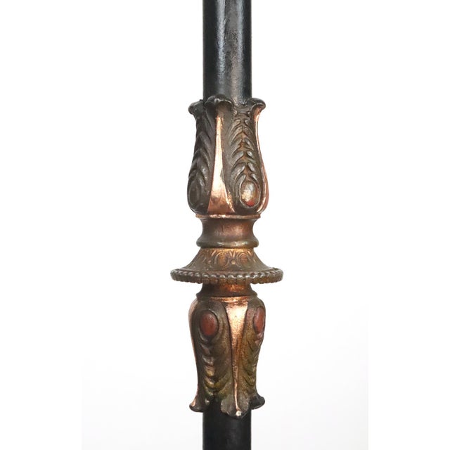 Period Mid 20th CenturyRestored Art Nouveau Reverse Painted Shade Brass Floor Lamp For Sale - Image 13 of 15