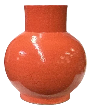 Bright Orange Glaze Large Bulb Shape Pottery Ceramic Pot Vase