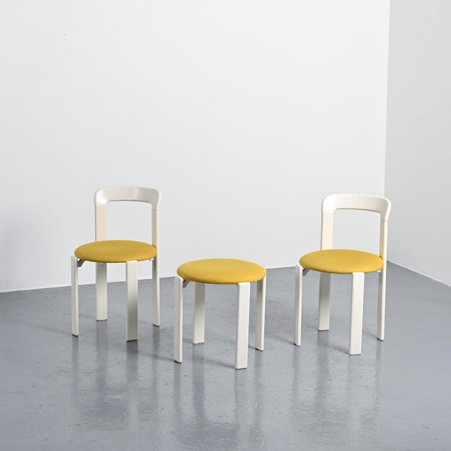 Wood Chairs and Stool by Bruno Rey for Dietiker, Switzerland, 1970s, Set of 3 For Sale - Image 7 of 18