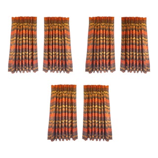 1960s Vintage Mid Century Modern Drapery Panels - Set of 6 For Sale