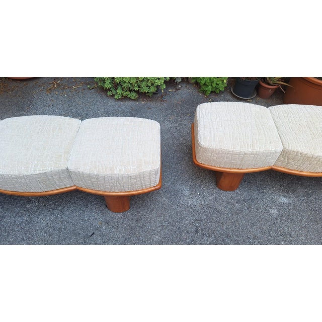 2000 - 2009 Three-Seater Benches in Sinuous Light Wood and Dedar Fabric, 2000s, Set of 2 For Sale - Image 5 of 9