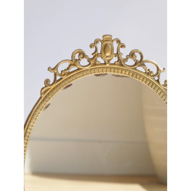 1960s Mid-Century Oval Ornate Brass Vanity Swivel Mirror, 1960s For Sale - Image 5 of 10