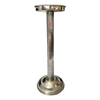 Vintage Hotel Silver Plated Champagne Bucket Stand With Fluted Column For Sale