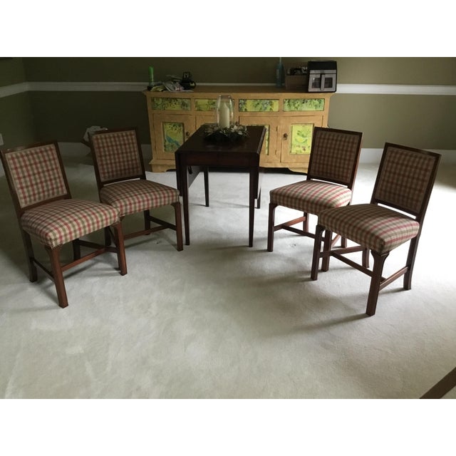 Vintage Brandt Mahogany Drop-Leaf Dining Table & Four Chairs With 21" Leaf and Custom Table Pads For Sale In Philadelphia - Image 6 of 18