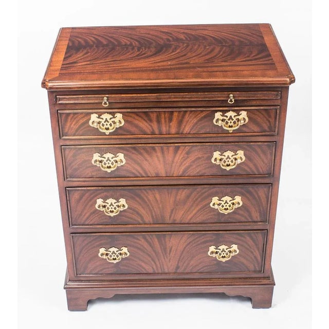 Vintage Flame Mahogany Bedside Chests with Slides, 1990s, Set of 2 For Sale - Image 4 of 18