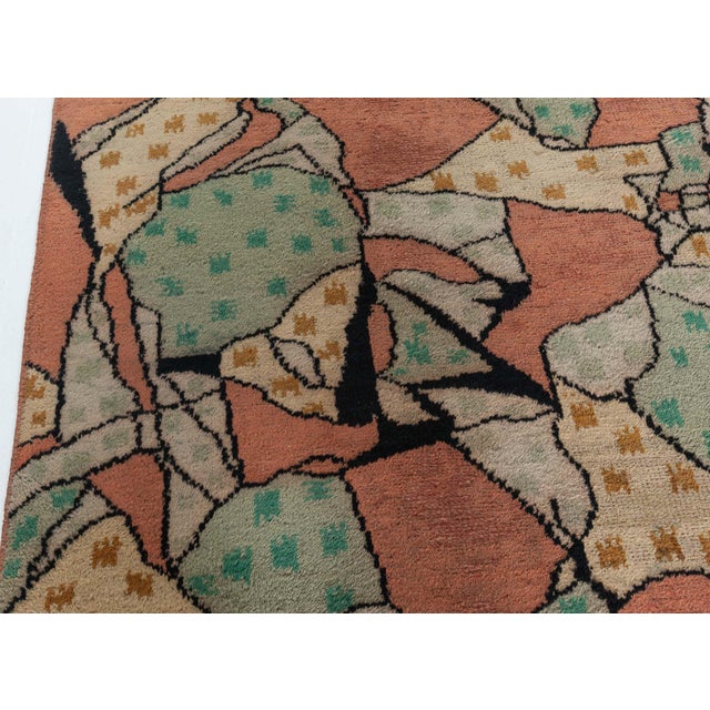 Doris Leslie Blau Vintage French Art Deco Abstract Cream Beige Hand-Knotted Rug For Sale - Image 9 of 10