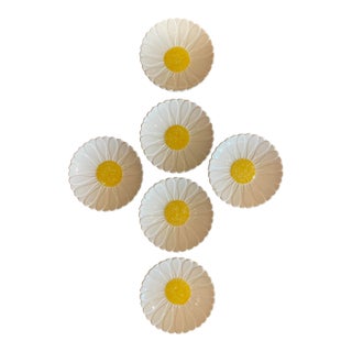 Set of 6 French Daisy Plates by Gien Circa 1950s For Sale