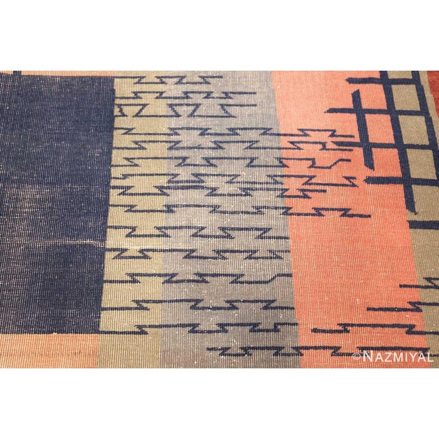 Blue Nazmiyal Collection Vintage Indian Shabby Chic Art Deco Rug For Sale - Image 8 of 9