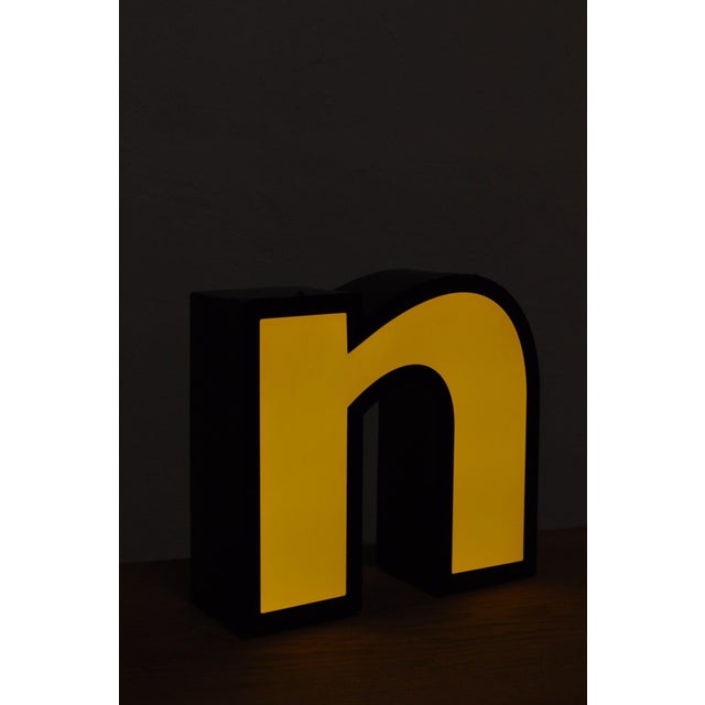 Industrial Vintage Letter N Sign with Light, 1980s For Sale - Image 3 of 7