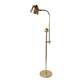 Mid 20th Century Industrial Copper and Brass Floor Lamp For Sale