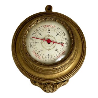 19th Century French Gilt Wood Barometer, Paris For Sale