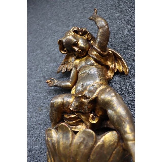 Italian Giltwood Cherub Wall Pocket For Sale - Image 4 of 12