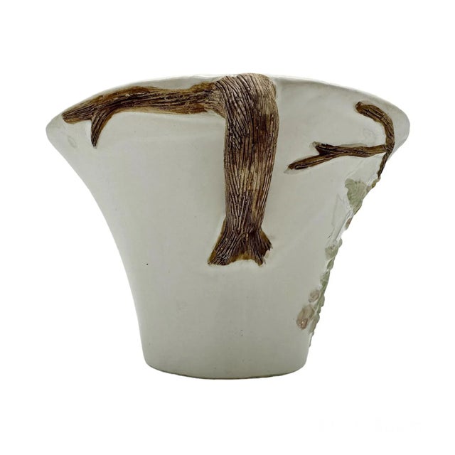 1980s Vintage Napco Dogwood Tree Branch Whimsical Fairy Handled White Planter For Sale - Image 5 of 9