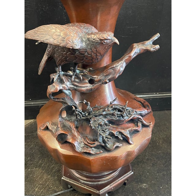 Asian Large Mid 20th Century Asian Bronze Table Lamp For Sale - Image 3 of 8