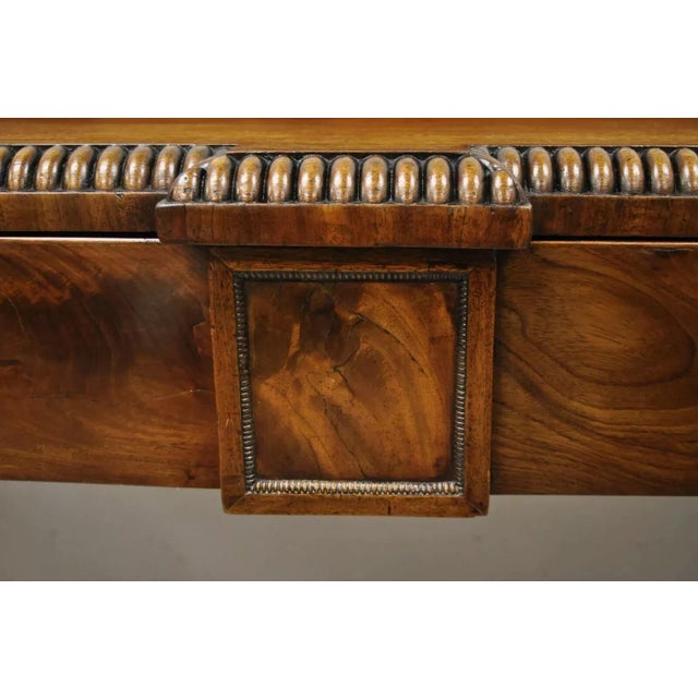 Antique English Regency Carved Crotch Mahogany Sideboard Buffet Console Table For Sale - Image 9 of 12
