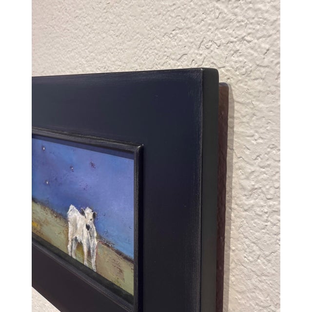 Contemporary Starry Sky by Elsa Sroka | Oil on Panel Painting of a white calf under a starry sky For Sale - Image 3 of 5