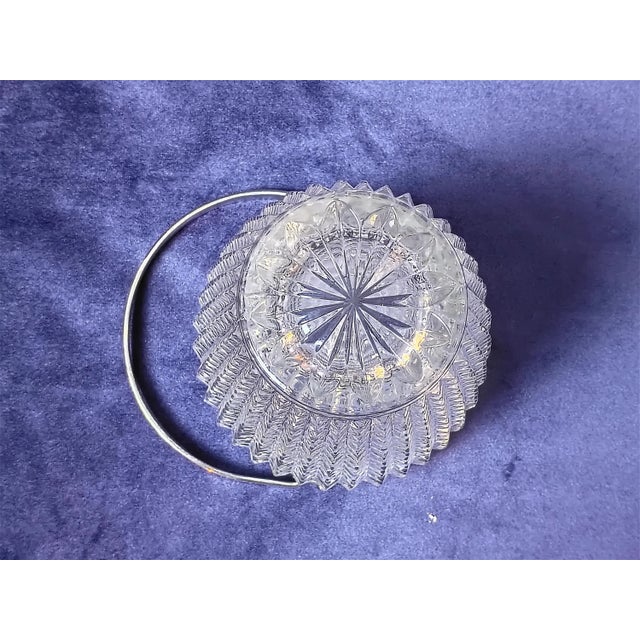 1960s Art Deco Pressed Glass and Silver Rim With Ice Bucket Coasters Pinch Bowl and French Claw Ice Tongs - 5 Piece Bar Set For Sale - Image 16 of 17