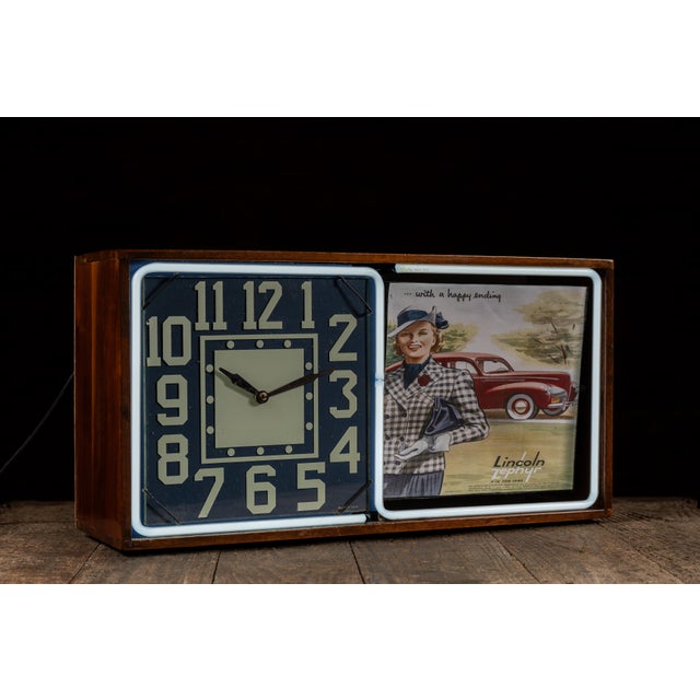 Navy Blue Vintage Neon Revolving Advertising Clock by Electric Ad Clock For Sale - Image 8 of 13