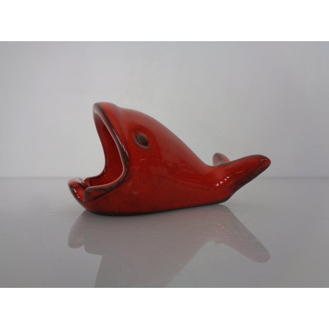 Mid-Century Modern Red Ceramic Fish Ashtray, Italy, 1960s For Sale - Image 3 of 14