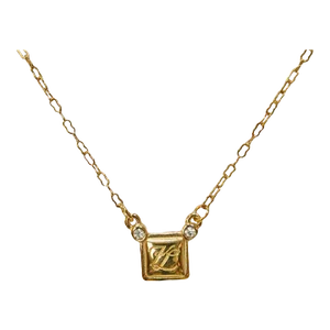 1970s Karl Lagerfeld Vintage Signature Logo Clear Crystal Cut Chain Necklace