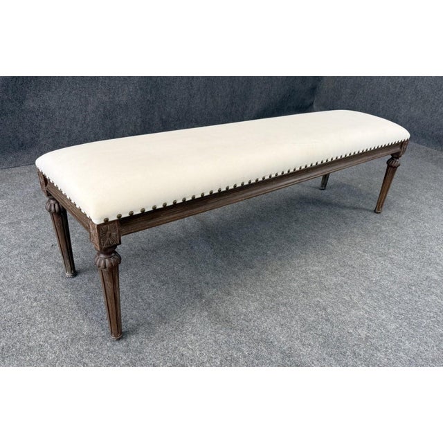 Contemporary Restoration Hardware Maison Collection Fabric End-of-Bed Bench For Sale - Image 3 of 13