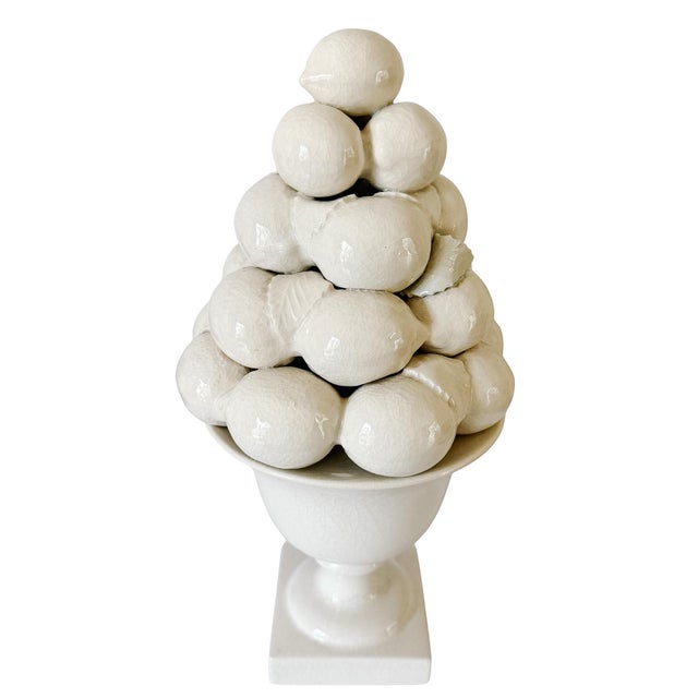 Late 20th Century Vintage Portuguese Creamware Crackle Glaze Lemon Topiary for for Great City Traders San Francisco For Sale - Image 5 of 13