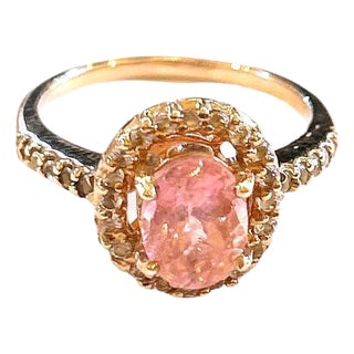 Bochic "Orient" Vintage Pink Tourmaline & Topaz Vintage Cluster Ring 18K & Silver For Sale