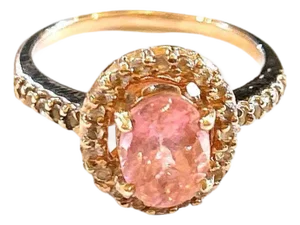 Bochic "Orient" Vintage Pink Tourmaline & Topaz Vintage Cluster Ring 18K & Silver