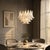 Aloadecor 24'' Wide Vintage Mid-Century Modern Chandelier 4-Light 4-Tier White Art Glass Pendant With Antique Bronze Finish For Sale In Houston - Image 6 of 9